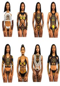 2018 Summer New Dashiki Print Squaodear African One Piece Swimsui Seksowne stroje kąpielowe dla kobiet Kąpiel Suit 11 Style298W4582187