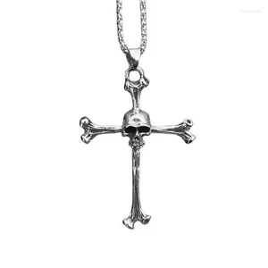 Pendant Necklaces Vintage Gothic Necklace For Men Religious Belief Punk Hip Hop Halloween Skull Choker Jewelry H9ED