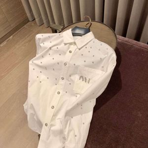 Designer Shirts Women Shirt Spring Fashion Diamonds Letters Blouse Lapel Long Sleeve Buttons Coat Tops Size S-L