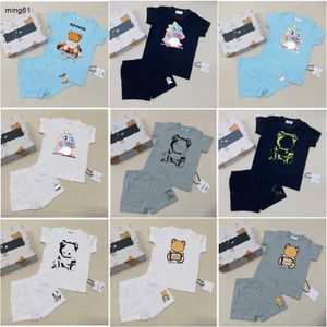 Brand toddler jumpsuits Colorful pattern printing newborn bodysuit Size 73-110 infant Summer T-shirt set Short sleeved and shorts 24Mar