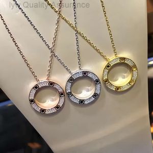 Designer Cartera jewelry High Version Kajia Round Cake Necklace with No Fading No Diamond Full Diamond Full Sky Star Girlfriend Gift Rose Gold Lock Bone Chain