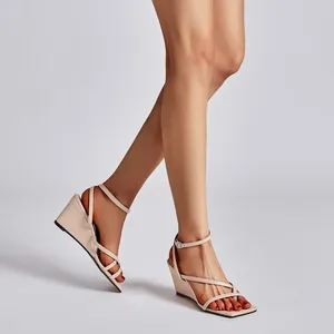 Skor Solid Women's Dress 532 Color Gentle Sandals Ankle Buckle Strap Chunky Heel Summer Party 29143