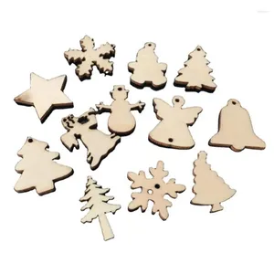 Christmas Decorations 300PCS Wood Chip Snowflake Xmas Tree Decorative Hanging Ornaments Unfinished Gift Tags
