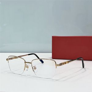 Neues Modedesign, quadratische optische Brille 0489, Metall-Halbrahmen für Männer und Frauen im Business-Stil, leichte und einfach zu tragende Brille