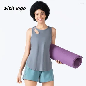 Aktif gömlek al hızlı kurutma spor yeleği kadınlar gevşek zayıflama eğitimi örtbas, kesilmiş rahat koşu fitness yoga üst tişört