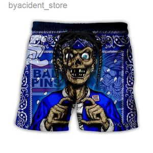 Shorts Shorts Blood Gang 3D Abbigliamento causale Causal Bandana New Fashion Men Shorts L240320
