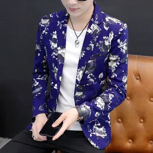 Hoo Mens Autumn Personlig Casual Floral Suit Teen Trend Printed Fashion Skräddarsydd Blazer Men 240313