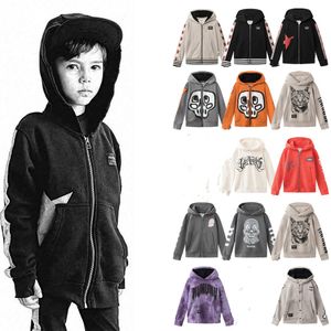 Fashion Boys Girls cat letter printed jacket kids skull zipper hooded long sleeve outwear 2024 NU style children casual sweatshirt pullover S1235