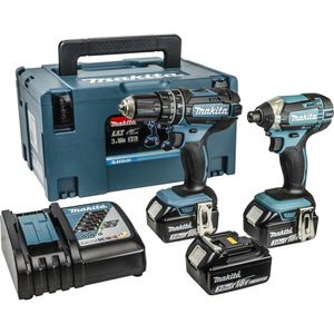 18-Volt-Akku-Doppelpack, 3 x 3-Ah-Batterien + 216-teiliges Zubehörpaket