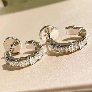 Stud Earrings Custom Real Solid 18K White Gold Women Snake Moissanite Diamonds Wedding Party Engagement Anniversary