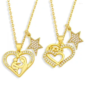 Pendant Necklaces Clearance CZ Pave Heart Mom Necklace For Women Gold Plated Star Wholesale Jewelry Mothers Day Gifts Nkev65