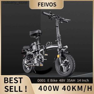 Fahrräder Ride-Ons FEIVOS D001 E-Bike 400 W 48 V 14 Zoll 40 km/h zusammenklappbares elektrisches Fahrrad für Erwachsene Variab Speed Mini-Fahrrad mit Servounterstützung L240319