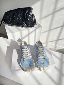 Casual Shoes Mmix Damskie dzielone podsumowanie projektanta mody Blue Lace-Up Canvas nie-poślizgowe mieszkanie