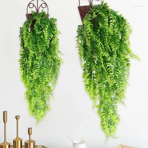 Decorative Flowers 75cm Persian Fern Leaves Artificial Plastic Grass Plant Room Decor Hanging Fake Leaf Wedding Party Wall Decoration