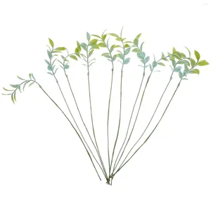 装飾的な花10 PCSシミュレートされた緑の植物の装飾ヤード偽の葉の人工植物枝の茎モデル結婚式