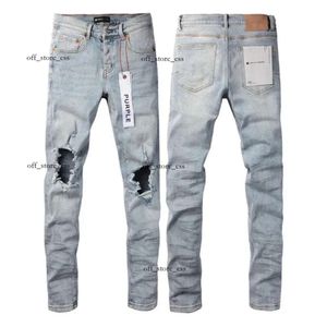 Men's Purple Jeans Designer Purple Brand Jeans Mens Male Light Blue Y2k High Street Denim Paint Graffiti Pattern Damaged Ripped Skinny Pants 291