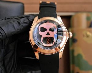 Men's watch, master, Automatic mechanism, stainless steel case, skull dial, rubber strap, needle buckle, hidden hands