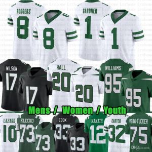 2024 Yeni Aaron Rodgers Ahmad Sos Gardner Futbol Jersey Breece Hall Garrett Wilson Quinnen Williams Quincy Joe Klecko Allen Lazard CJ Mosley Jermaine Johnson II Z Z Z