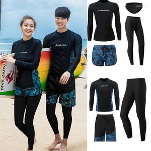 Women's Swimwear Wisuwore 2024 Long Sleeve Couple Surf Suit Rash Guard Women Solid 3 Pieces Swimsuit Legging Surfing Bathing