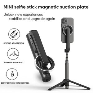 Bastone magnetico per selfie Supporto per treppiede estensibile per telefono cellulare da 29 pollici con telecomando per Vlogging portatile 14 240309