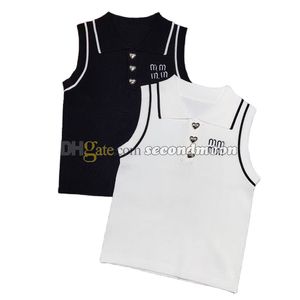 Heart Button Vest Women Lapel Neck Shirt Designer Letters Embroidered Vests Knitted T Shirt