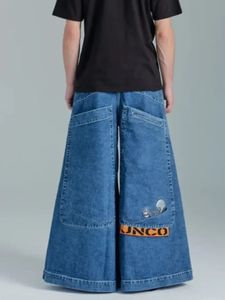 JNCO Baggy Jeans Y2K Mens Hip Hop Pockets Blue Vintage Denim Pants Harajuku Gothic Wide Trousers Skateboard 240304