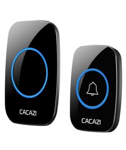 Cacazi Wireless Doorbell Waterproof IP44 300m lång fjärr EU AU UK US Plug Smart Home Door Bell 38 Chimes for Home Use266T8041397