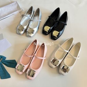 Designer's new vintage little 2024 Jane women's shoes Black fashion brand multi-colored women's buckle ballet shoes high heels