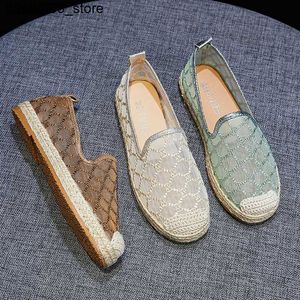 Casual Shoes Flat Shoes Woman 2023 Hot Sale Slip On Espadrilles For Women Loafers Zapatos Mujer Lace Flats Women Mesh Mules Ladies Shoes Q240320