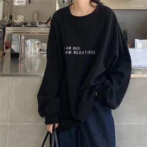 Women's Hoodies 2024 Autumn Hong Kong Style Simple Letter Student Top Loose Thin Long Sleeve Sweatshirt