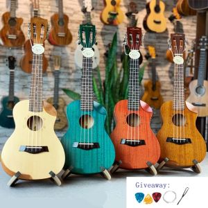 Gitar ukulele 23 inç Tüm Mahogany Mini Electri Konseri Akustik Gitarlar 4 Dizeler Ukelele Kurulum Pikap Seyahat Gitar Ladin