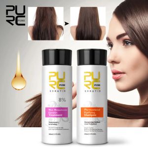 処理purc keratinセット8％ホルマリンケレチン治療100mlおよび浄化シャンプー10mlアルガンオイルは髪を滑らかにして輝かせます