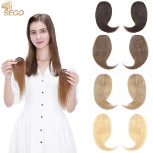 Bangs Sego 2PCS/set Human Hair Side Bangs Clip in Bangs Real Human Hair Bang Natural Clip on Side Bang Straight Fringe Hair Extension