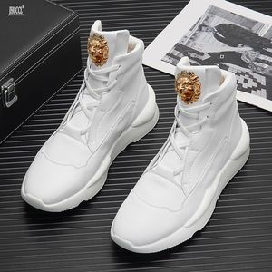 NEW White Boots high top shoes men Europe station fashion brand casual shoes inside elevating sports shoes platform daddy chanclas hombre A01