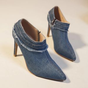 Stivali tacchi alti per donne 2023 Denim Super Elegant Woman tacco scarpe pompe sexy sandali di lusso a spogliarellista sexy Offerta spedizione gratuita