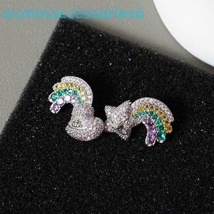 Branddesigner Western Empress Dowagerearring Stud Stud Xi Saturn Colorful Diamonds Fashion Commuter Light Style Personalized Spicy Girl Earrings