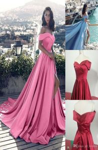 Sexy Sleeveless Mermaid Evening Dress VNeck Side Split Satin Ruffles Sweep Train Zipper Long Dresses Bridesmaid Prom Gowns Custom1404196