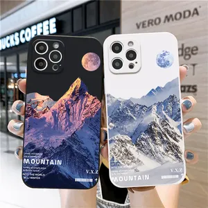 Snowy Mountain -landskap telefonfodral för iPhone 15 14 13 Pro 12 11 Pro XS X XR Max 8 7 SE Strong Silicone Cases Soft Back Cover