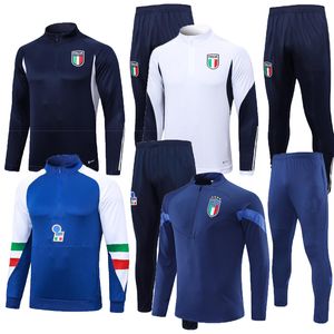 YENİ 2023 2024 İtalya Trailsuit Erkekler Çocuklar Futbol Jersey Kit Italia Futbol Setleri 22 23 24 Full Fermuar Futbol Eğitim Takım Takım Ceket Chandal Futbol Survetement