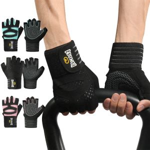 Rękawiczki mężczyźni wentylowane trening na siłowni Rękawiczki z opakowaniem na nadgarstek Wsparcie Pełna ochrona dłoni dla treningu podnoszenia ciężarów podciąganie fitness