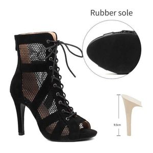 Dress Shoes Girls Latin Dance Modern Womens Salsa High Top Sandals Hall Fashion Sexy Heel Suede BootsFV6E H240321