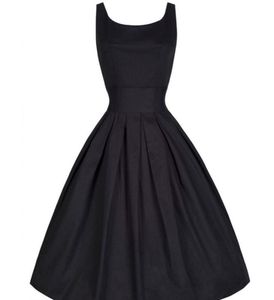 Whole2015 летние женские платья Хепберн с вырезом черный повседневный вечерний халат в стиле рокабилли 50-х годов винтажные платья размера плюс 95649148403