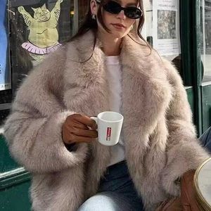 Women's Fur Faux Fur Womens Winter New Celebrity Style Fashion Loose Artificial Fur Flip Collar Coat