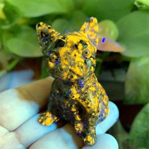 Dekorativa figurer naturliga kristall yooperlite hund ädelsten snidande läkande djur reiki stenar ornament hem dekoration
