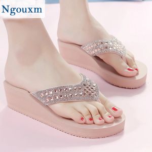 Flops ngouxm Frauenschuhe Sommer -Strass -Sandalen Ladies Outdoor Mode Flip Flops Strand Keilabsatz atmungsaktives leichtes Gewicht