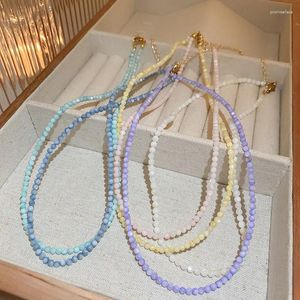 Choker Minar Handgemachte Bonbonfarbene Muschelperlen-Halsketten für Frauen, echte Vergoldung, Kupferperlen, Strang-Halsreifen, Jubiläumsgeschenke