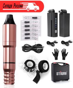 Kit de tatuagem profissional estigma, máquina de tatuagem rotativa, cartucho de agulhas, pistola de tatuagem, interface dc 55, artista corporal em125 2011116218810