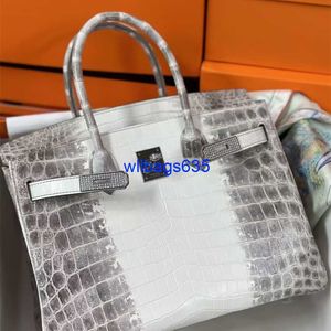 Sacolas Himalaya Crocodile Handbag Genuine Imported Firstclass Himalayan White Crocodile Skin Womens Bag Couro Genuíno Europeu e Am tem logotipo HB341G