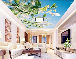 Bakgrundsbilder Anpassade PO 3D takväggmålningar Bakgrund Heminredning Målning Sky Plant Flowers Bildvägg för vardagsrum