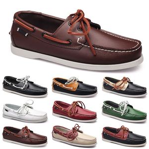Mens Casual Shoes Black Leisures Silvers Taupe DLives Brown Grey Red Green Walking Low Soft Multis Leather Men Sneakers Outdoor Trainers Boat Shoes Breattable AA095